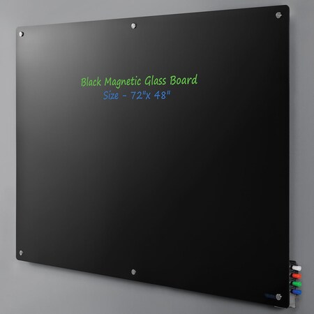 Global Industrial Glass Dry Erase Board, 48, 72, Black 695651